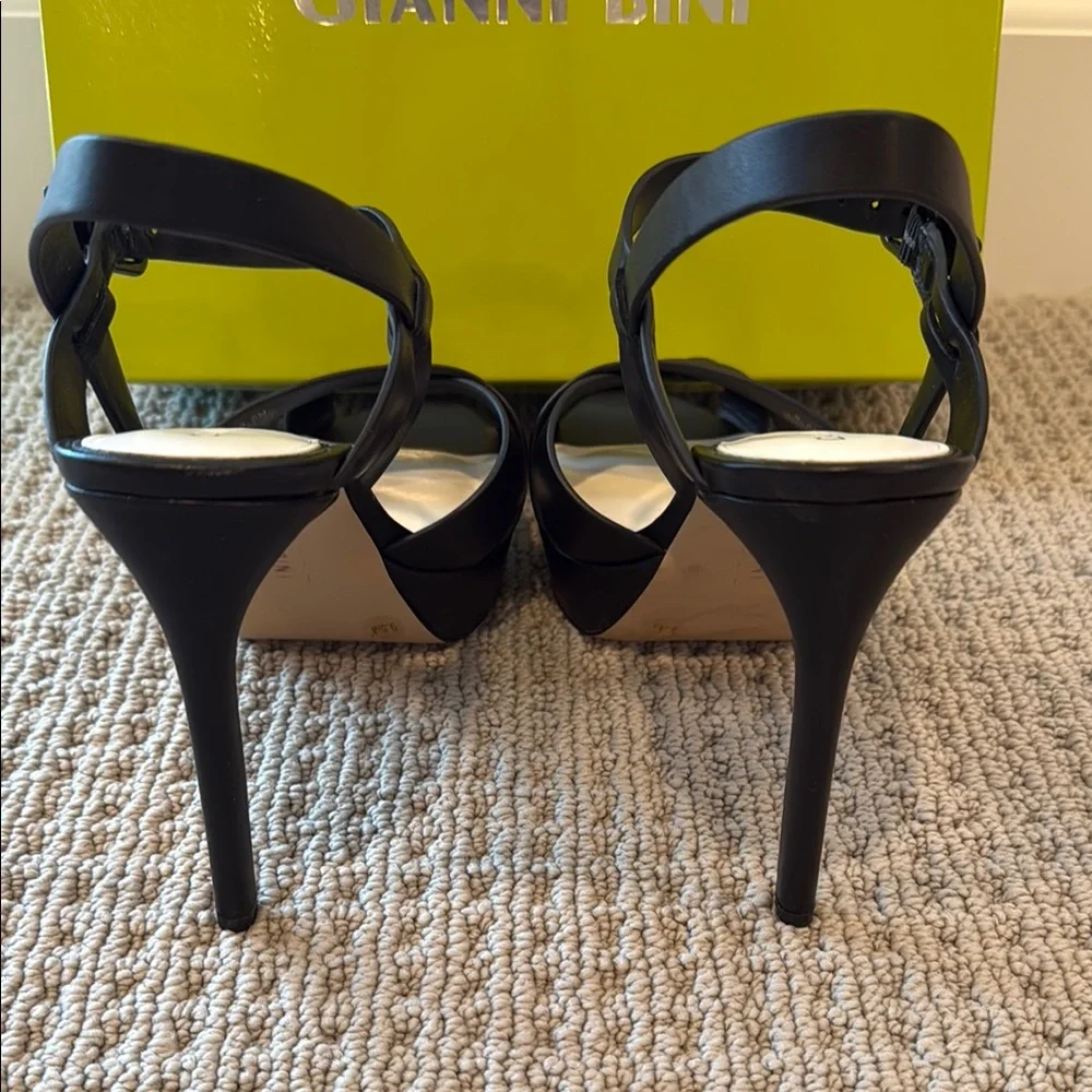 Gianni Bini Black Leather Stiletto Heels - Picture 7 of 10